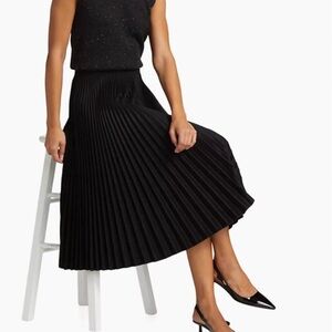 Theory Sunburst Pleated A-Line Poplin Midi Skirt